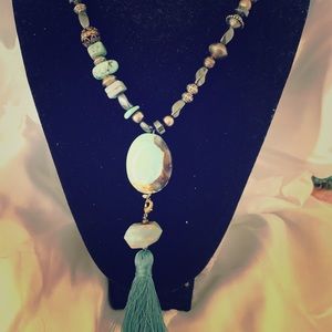 Handmade agate and turquoise necklace